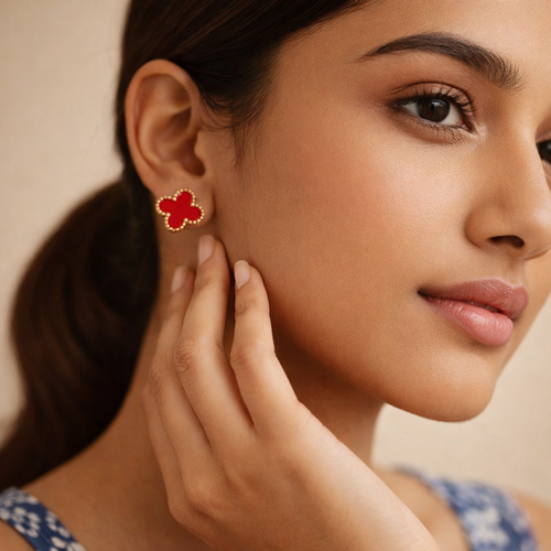 Gilded Crimson Clover Studs