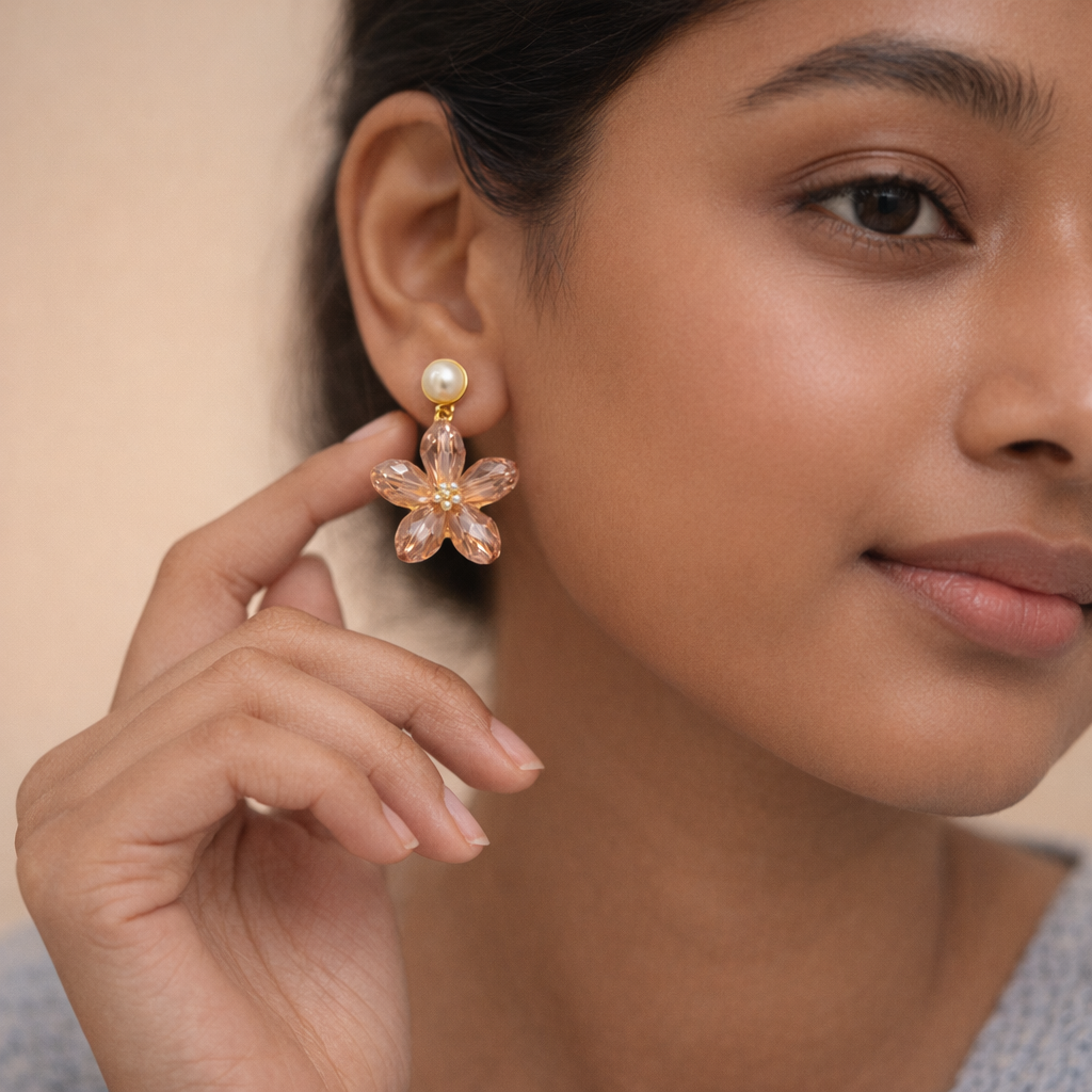 Gilded Crystal Flora Drop Earrings