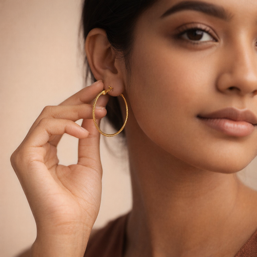 Gilded Diamond-Cut Oversized Hoops