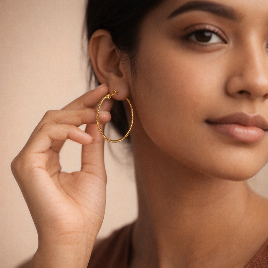 Gilded Diamond-Cut Oversized Hoops