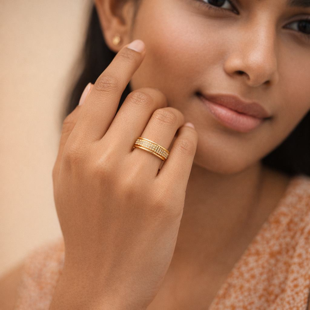 Gilded Dual-Row Eternity Band