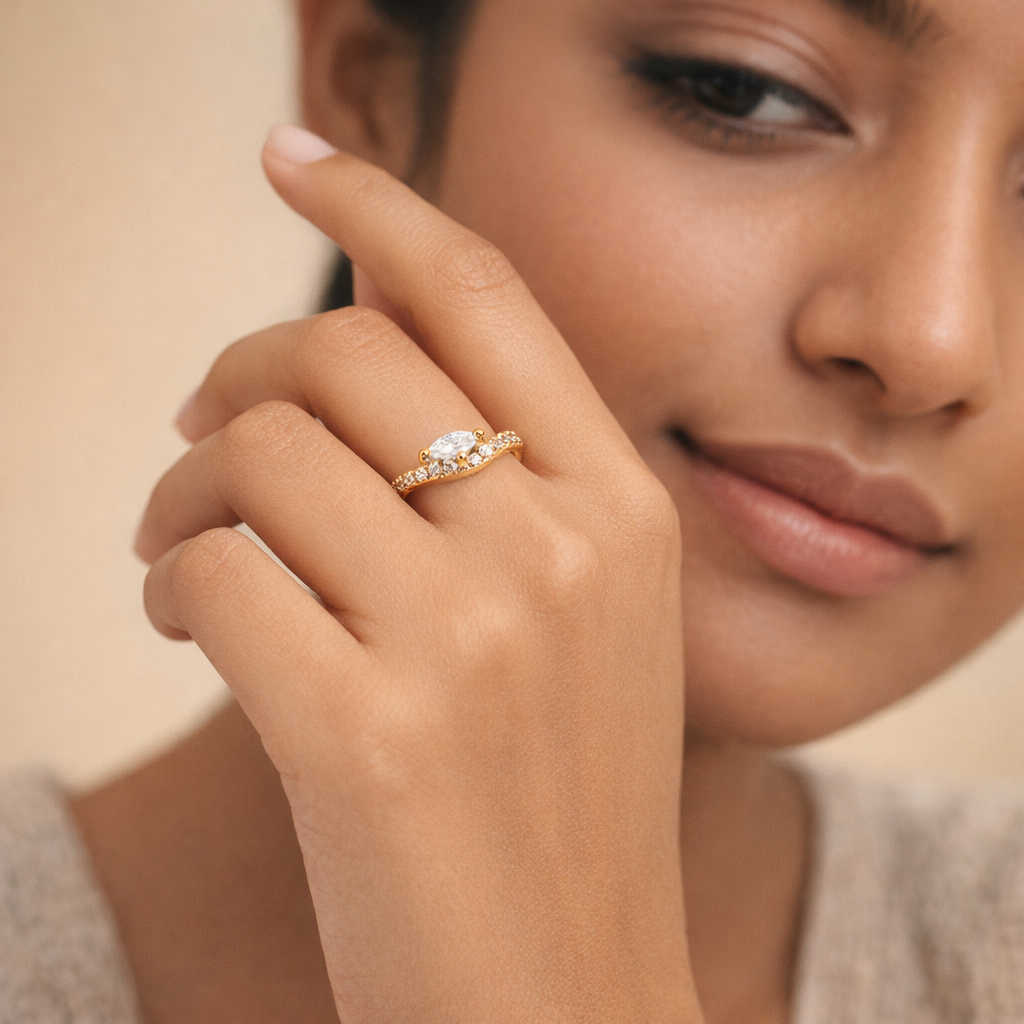 Gilded Marquise V-Contour Ring