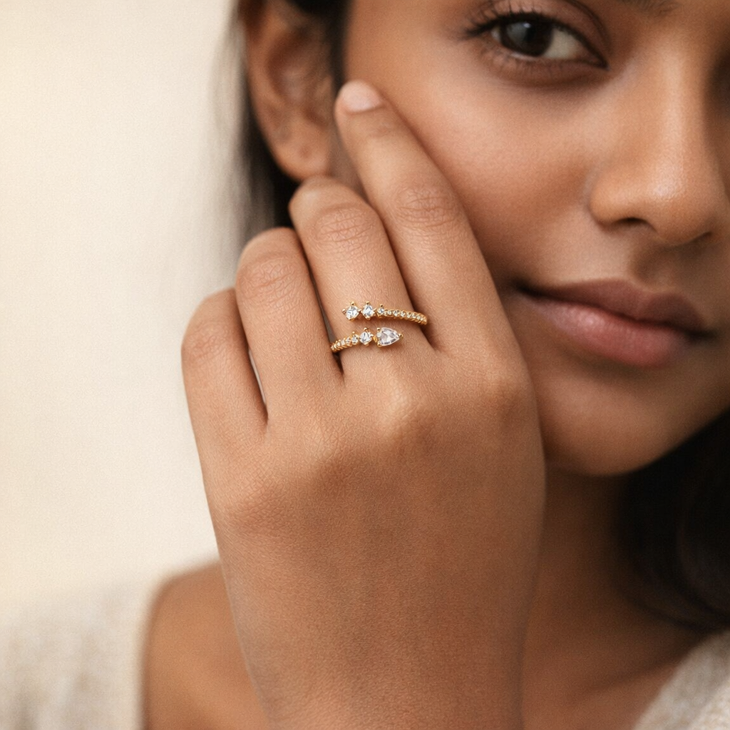 Radiant Teardrop Bypass Ring