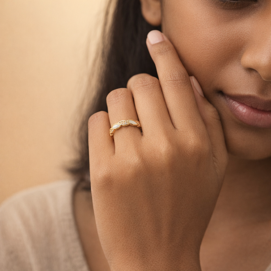 Gilded Braided Inlay Eternity Band