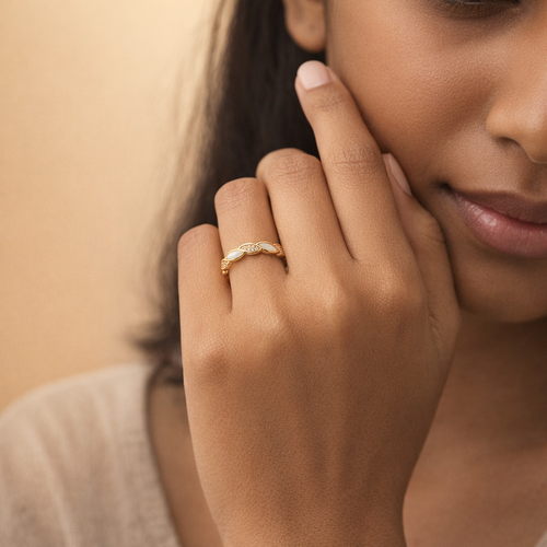 Gilded Braided Inlay Eternity Band