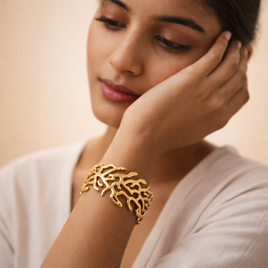 Gilded Coral Branch Cuff