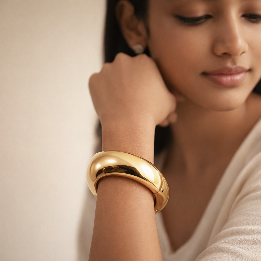 Gilded Domed Hinged Bangle