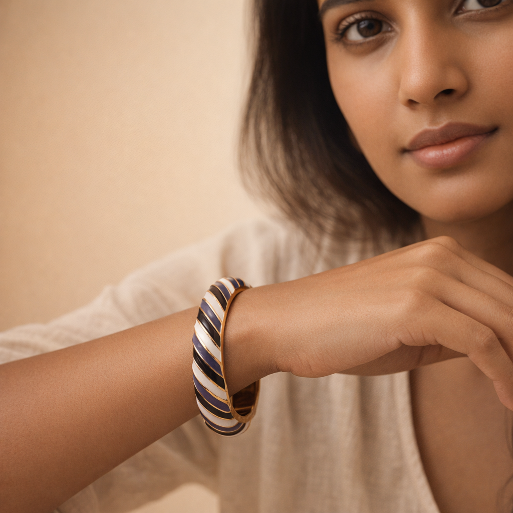 Gilded Nautical Enamel Bangle