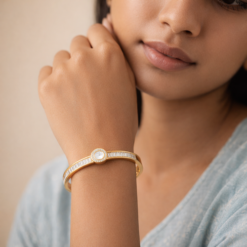 Gilded Baguette and Inlay Bangle