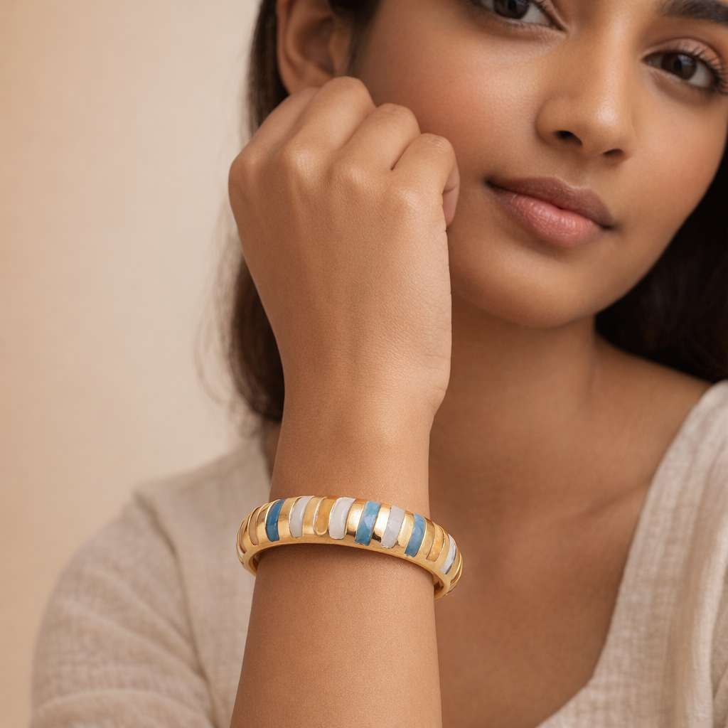 Gilded Pastel Striped Bangle