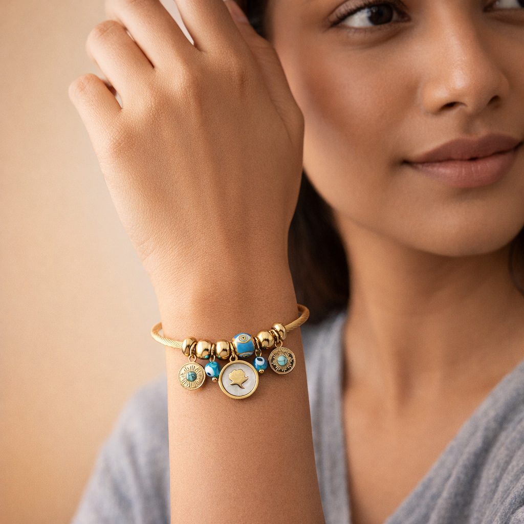 Gilded Celestial Charm Bangle
