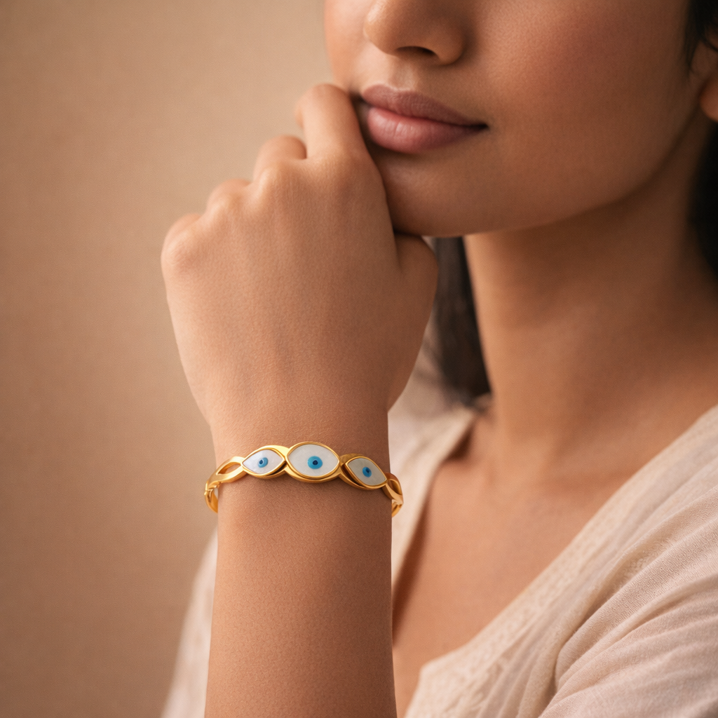 Gilded Triple Evil Eye Bangle
