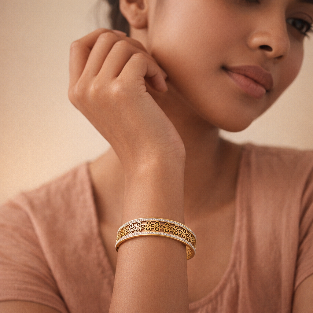 Gilded Filigree Pavé Bangle