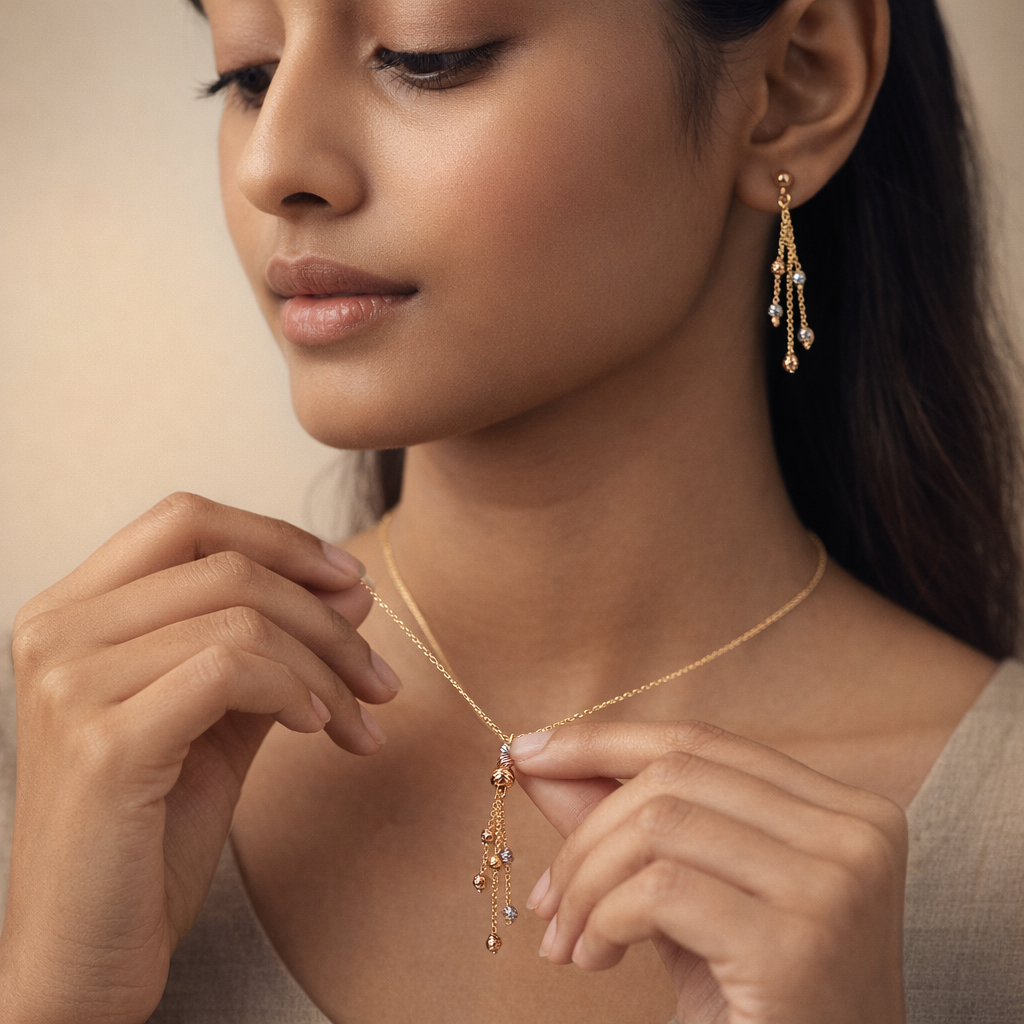 Gilded Tricolor Waterfall Jewelry Set