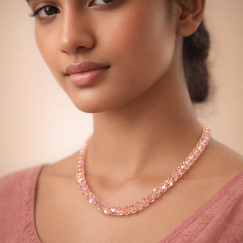Blush Aurora Crystal Beaded Necklace