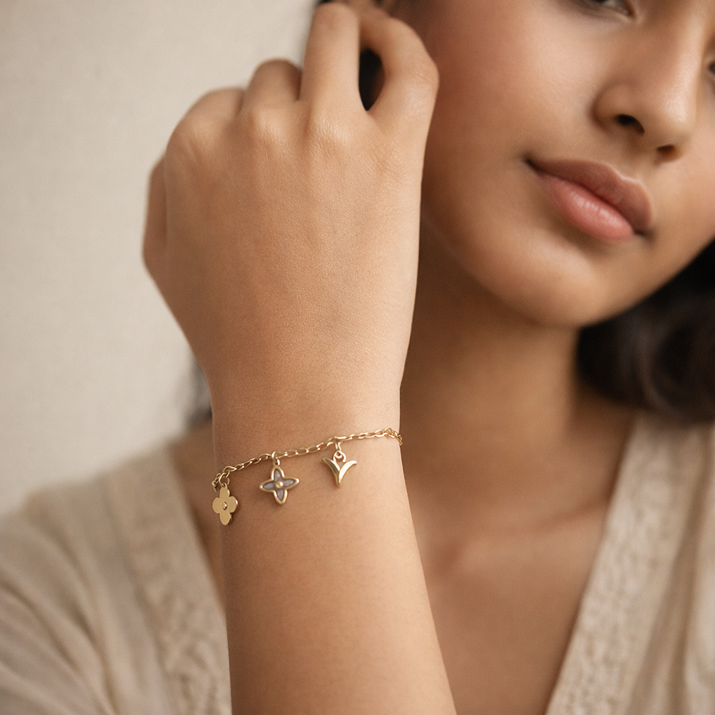 The Bloom & Love Golden Charm Bracelet