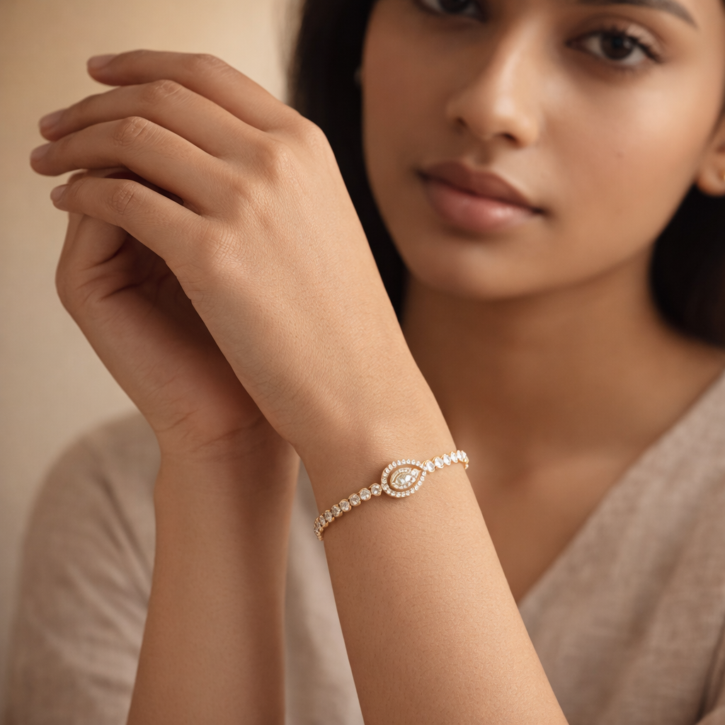 The Gilded Teardrop Diamond Tennis Bracelet
