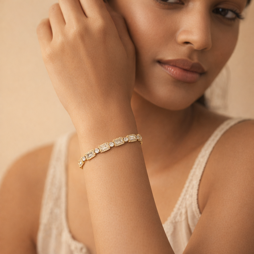 Radiant Emerald-Cut Halo Tennis Bracelet