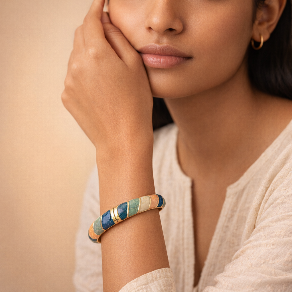 Pastel Mosaic Gold Bangle