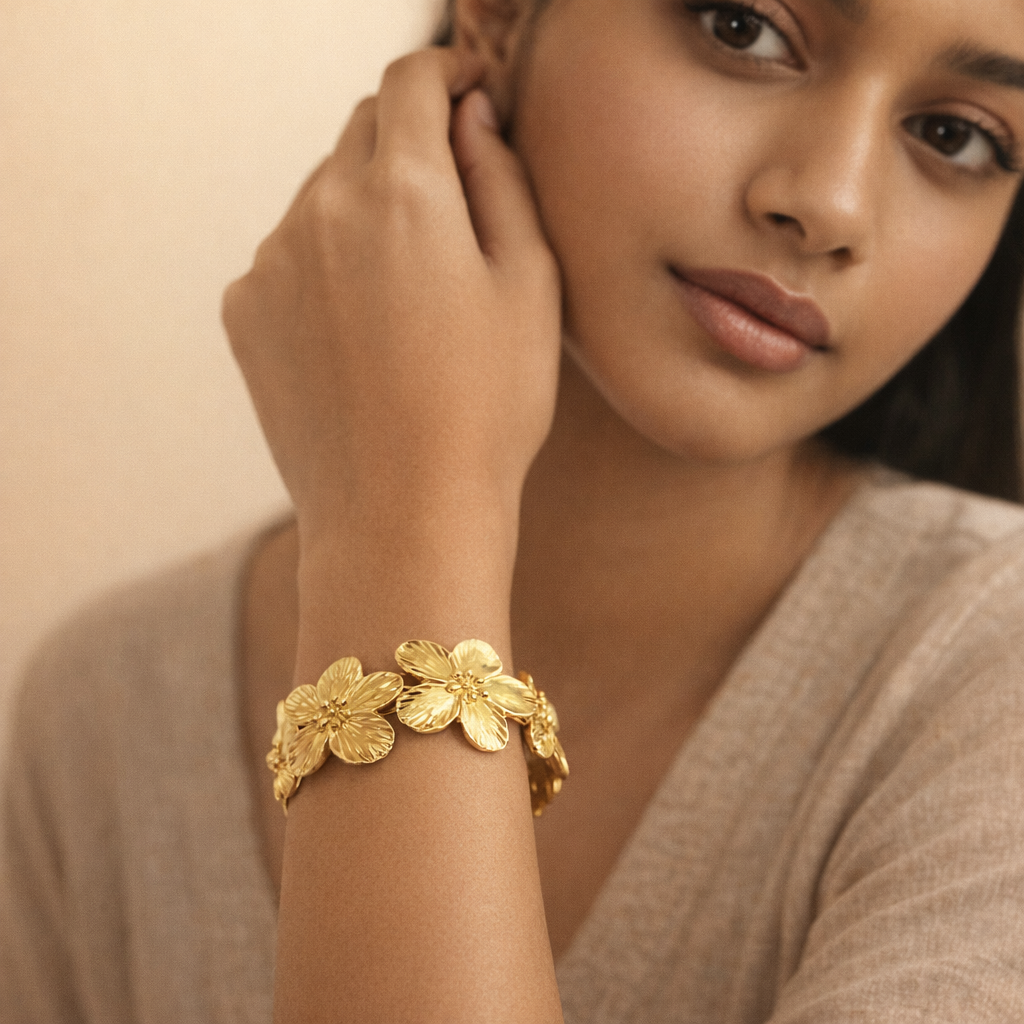 Golden Blossom Statement Bracelet