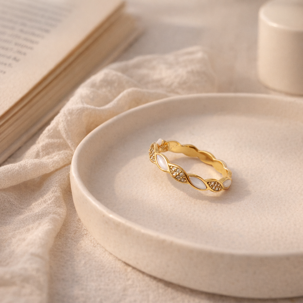 Gilded Braided Inlay Eternity Band