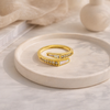 Gilded Geometric Inlay Bypass Ring