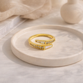 Gilded Geometric Inlay Bypass Ring