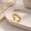 Gilded Geometric Multi-Stone Band