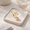 Gilded Teardrop Inlay Bypass Ring