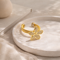 Golden Blossom Adjustable Diamond Ring