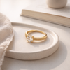 Sparkling Beaded Solitaire Golden Ring