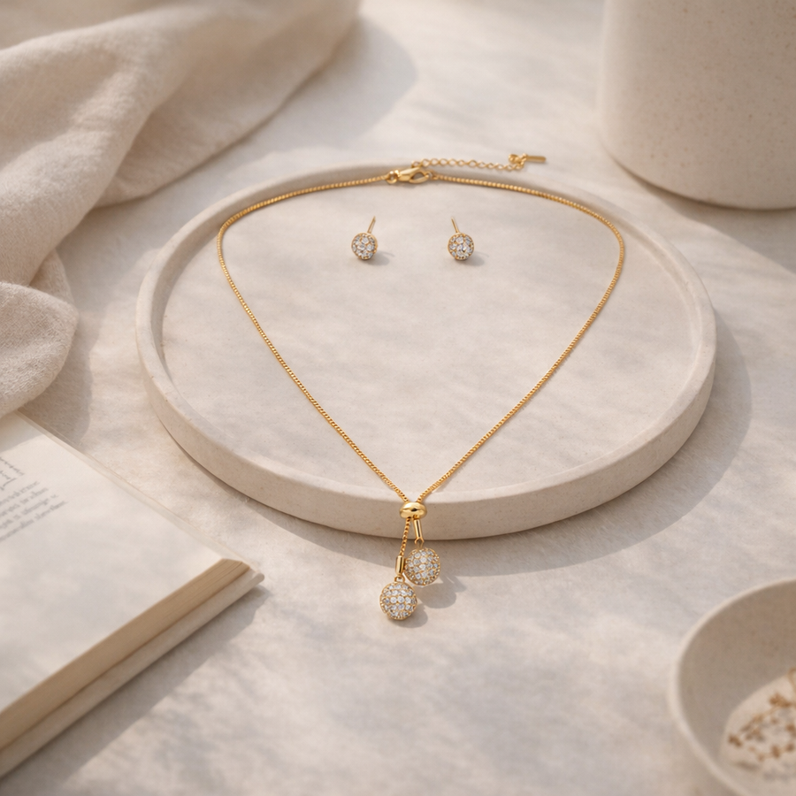 Celeste Gold Drop Necklace Set