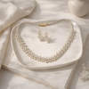 Elegant Floral Diamond Necklace & Earring Set in Gold