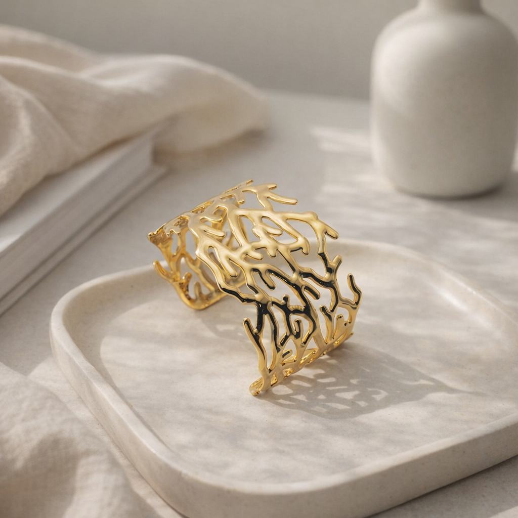 Gilded Coral Branch Cuff