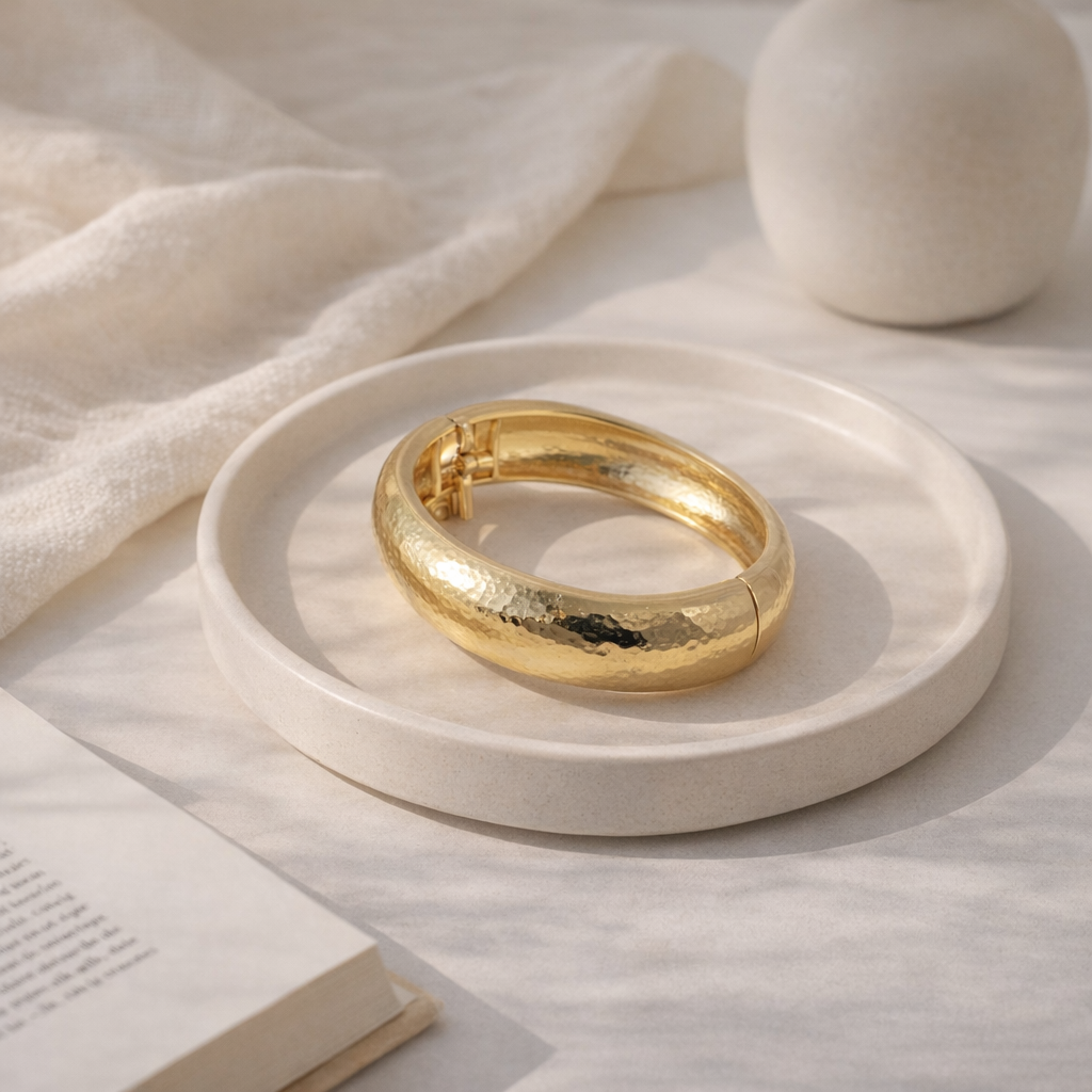 Gilded Domed Hammered Bangle