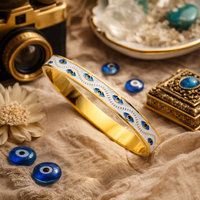 Gilded Enameled Evil Eye Bangle
