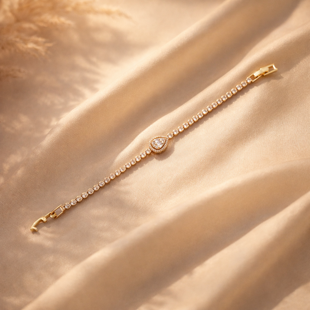The Gilded Teardrop Diamond Tennis Bracelet