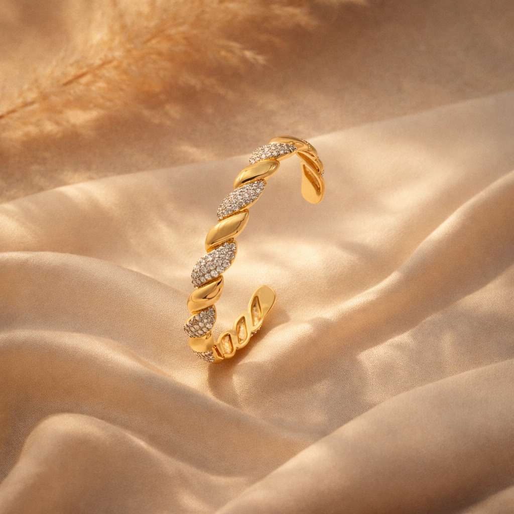 The Helix Radiance Diamond Twisted Cuff Bangle