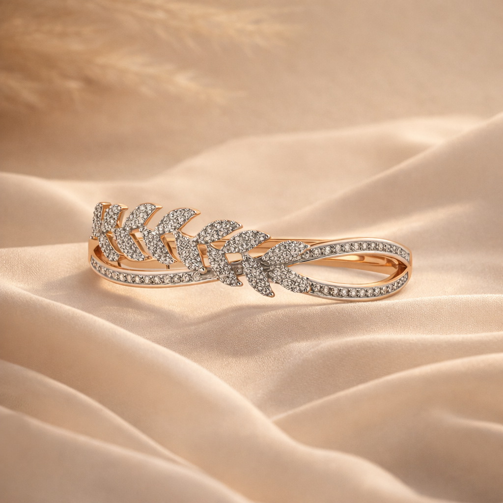 The Laurel Crown Diamond Bypass Bangle