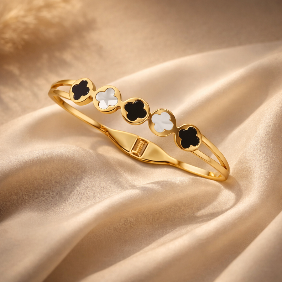 The Monochrome Meadow Clover Bypass Bangle