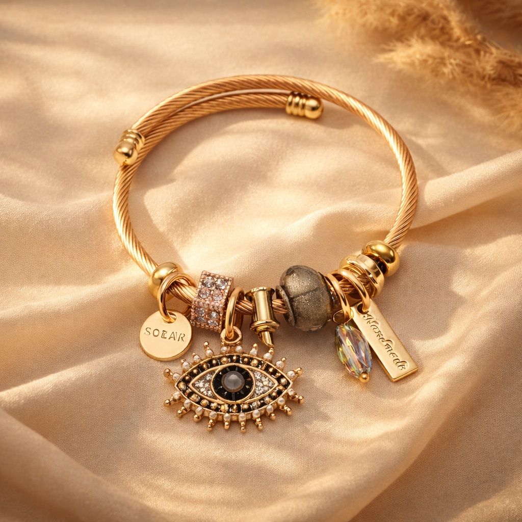 The Mystic Solar Evil Eye Charm Bangle