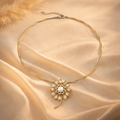 Elegant Floral Pearl Pendant Necklace