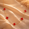 Gilded Crimson Clover Station Necklace