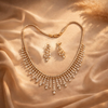 Luxury Diamond-Style Fringe Necklace Set with Dangle Earrings