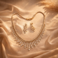 Luxury Diamond-Style Fringe Necklace Set with Dangle Earrings