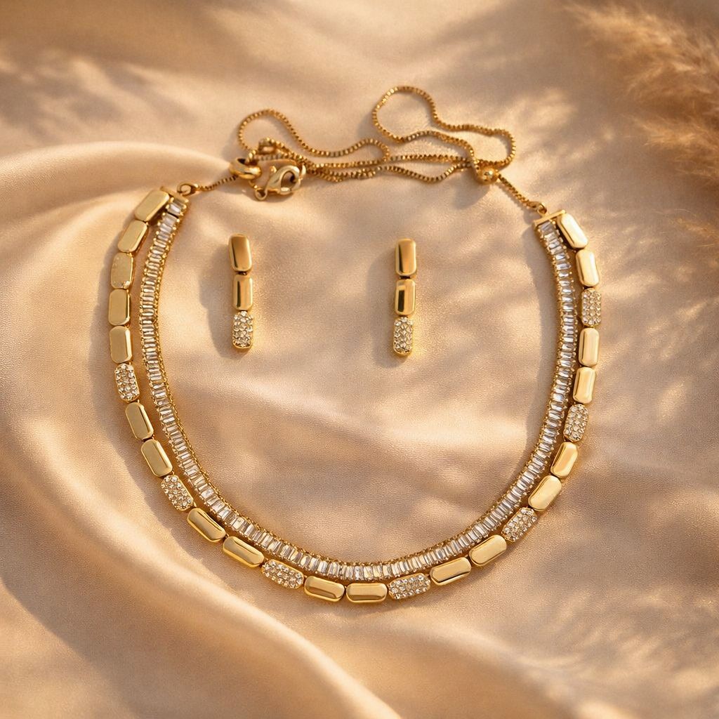 Radiant Harmony Gold & Diamond Necklace Set
