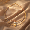 Tri-Tone Layered Minimalist Bead Necklace