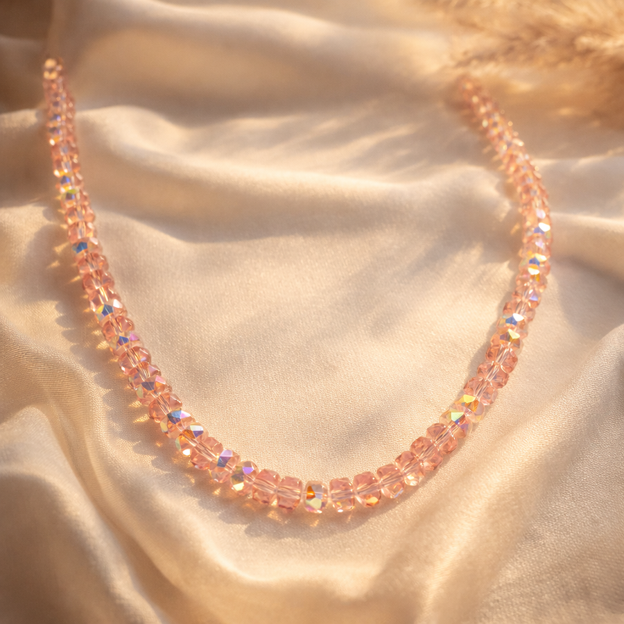 Blush Aurora Crystal Beaded Necklace