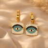 Enamel Evil Eye Square Drop Earrings