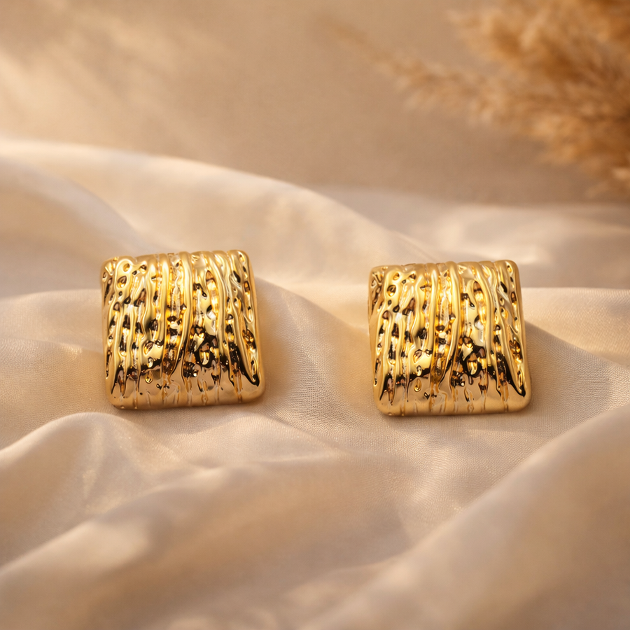 Gilded Bark Square Studs